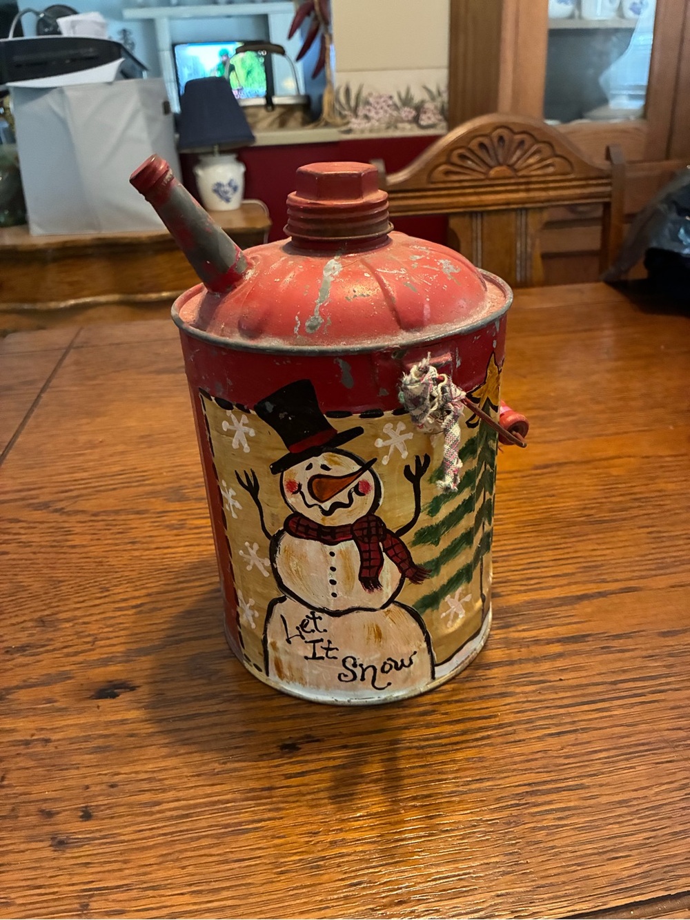 Red Snowman Holiday Canister Decorative Accent - Unbranded